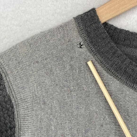 FISHER FOUND Sweater S EILEEN FISHER Patchwork Crafted Jumper Crochet Gray USA - Picture 10 of 13
